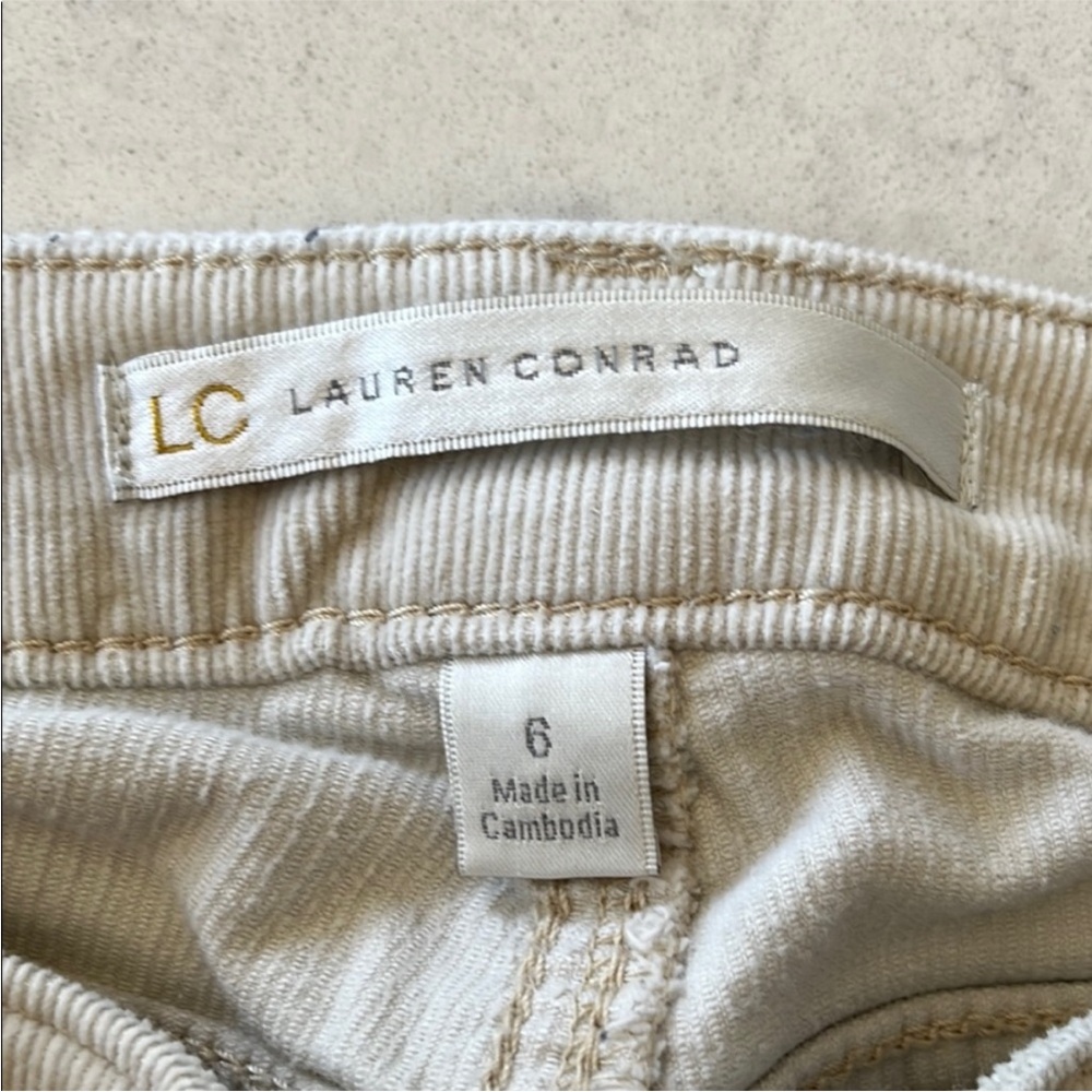 LC Lauren Conrad Cream Skinny Corduroy Pants Size 6 - Picture 2 of 7